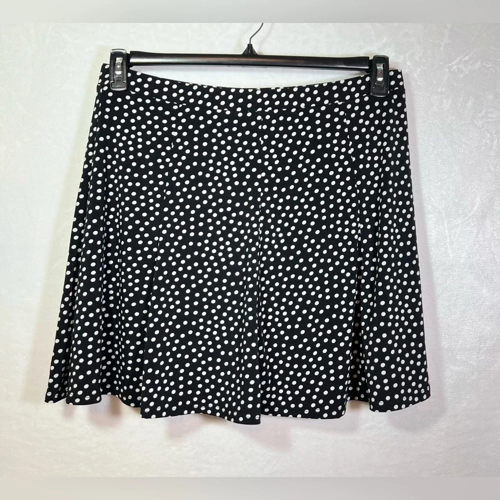 Susan Graver Black and White Polka Dot Skater Skort Women’s Size Large - Picture 2 of 8